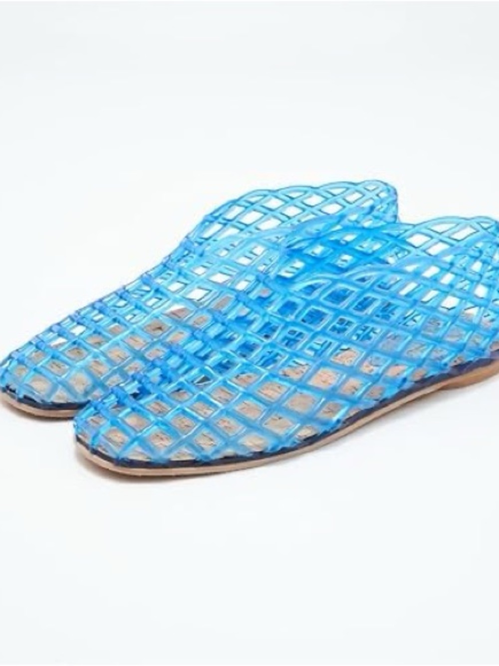Flat Shoe Women blue Jelly Mesh Ballet Flats Clear Hollowed out Ballet